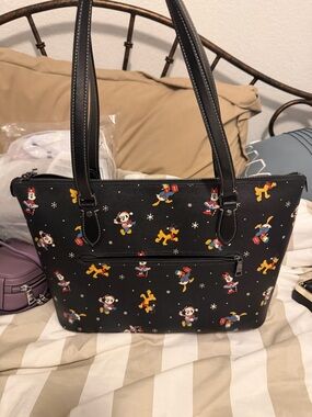 Coach Black Tote with Disney Character Print